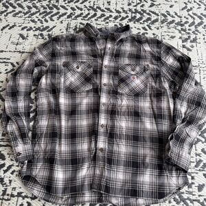 Men's Black and Gray Plaid Carhartt XXL Rugged Flex Buttoned Shirt